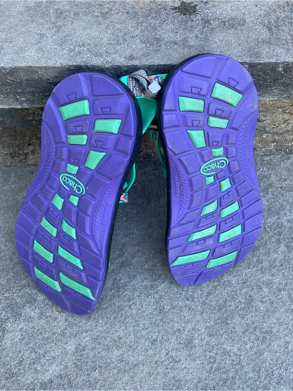 Chaco Kids Size 3 Teal Purple Black Strappy Sandals
